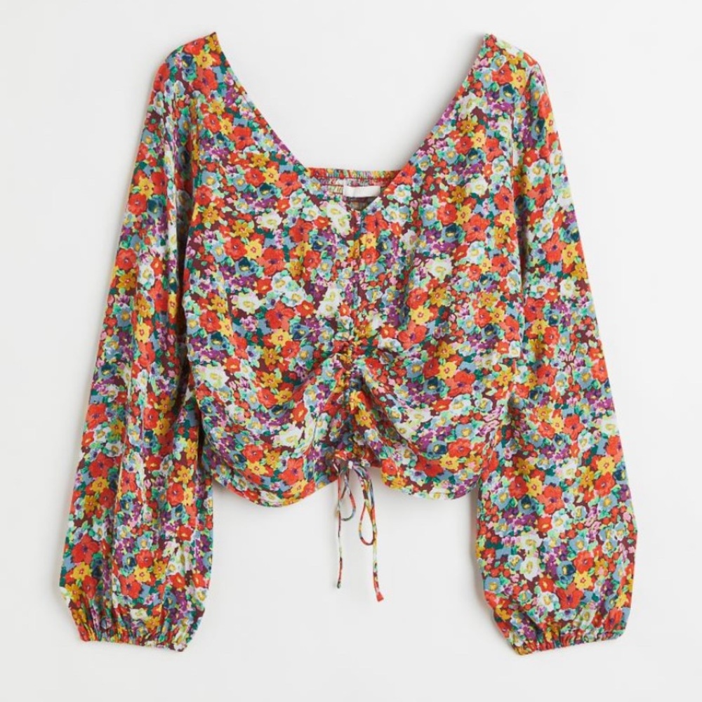 Multi-Color Drawstring Blouse